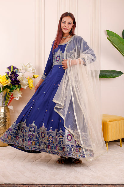 Shaahi Blue Embroidered  Women dress Outfits✨
