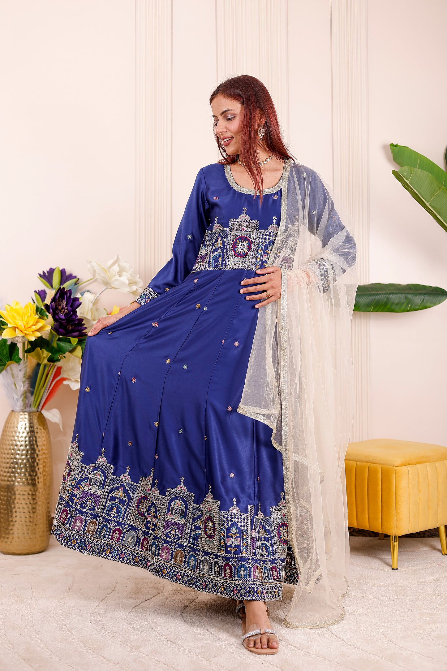 Shaahi Blue Embroidered  Women dress Outfits✨