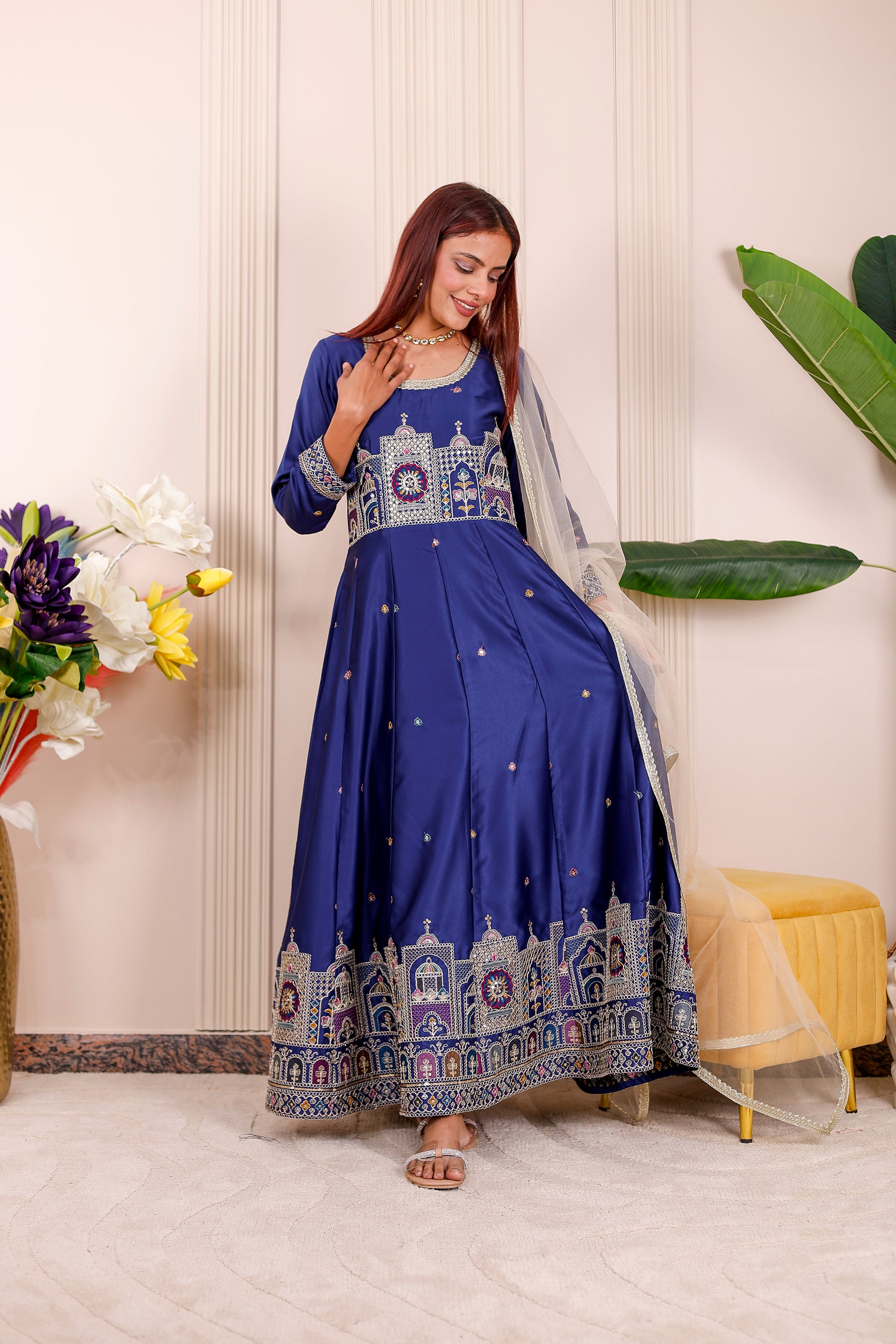 Blue Heritage Embroidered | Women Ethnic Dress Stuffieland Blue Heritage Embroidered | Women Ethnic Dress Stuffieland