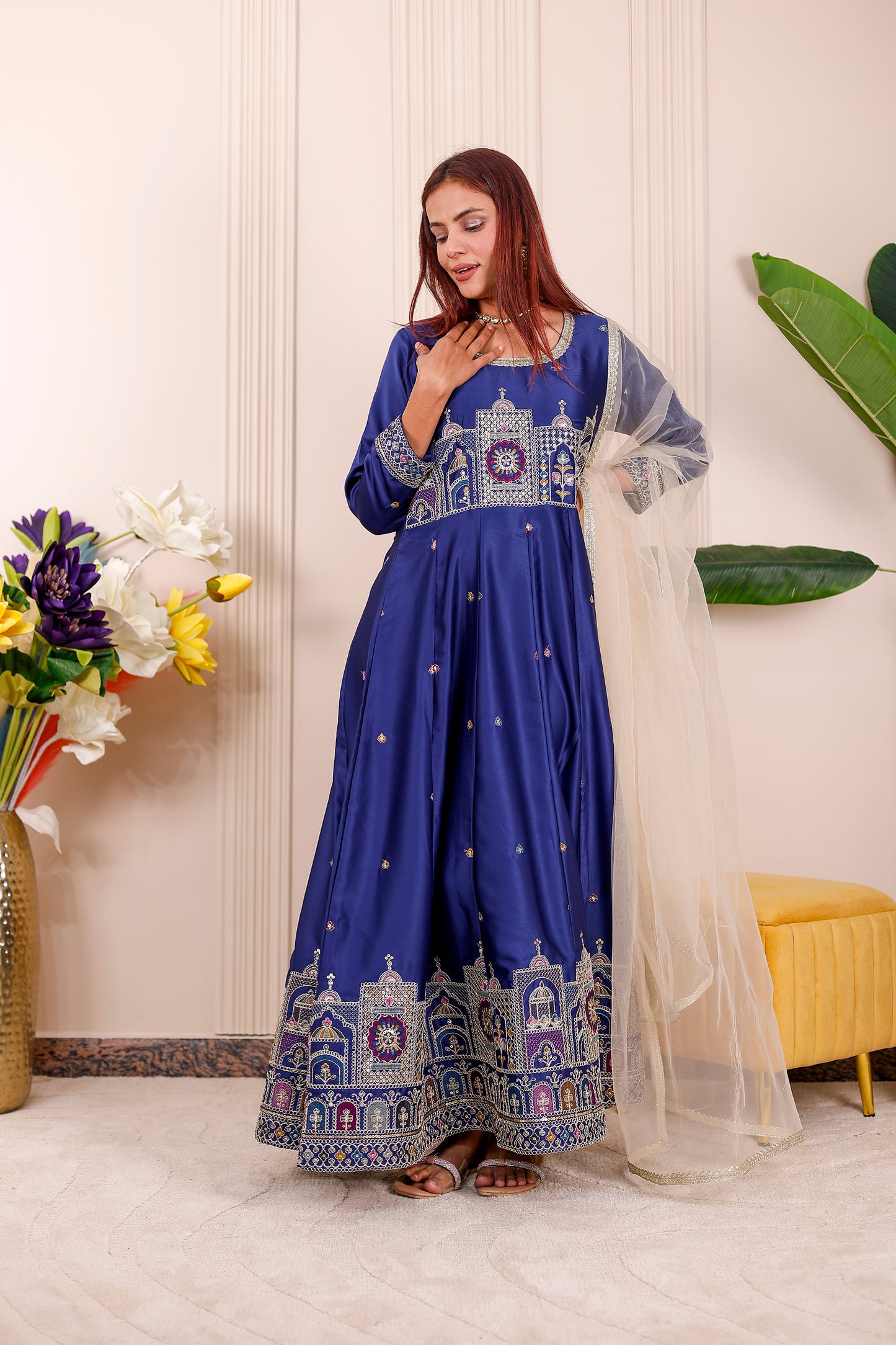 Shaahi Blue Embroidered  Women dress Outfits✨