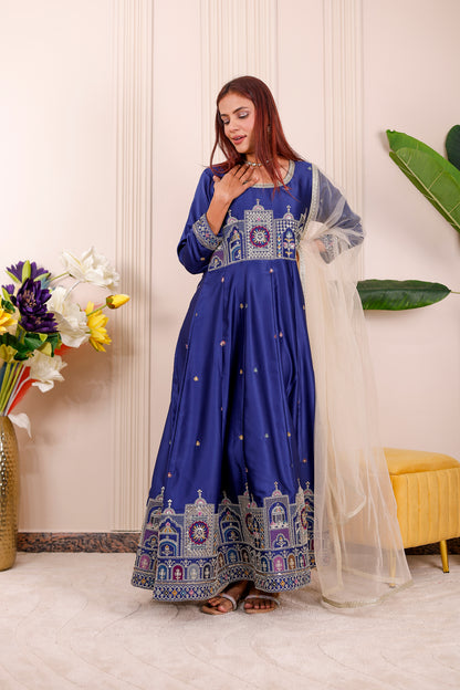 Shaahi Blue Embroidered  Women dress Outfits✨