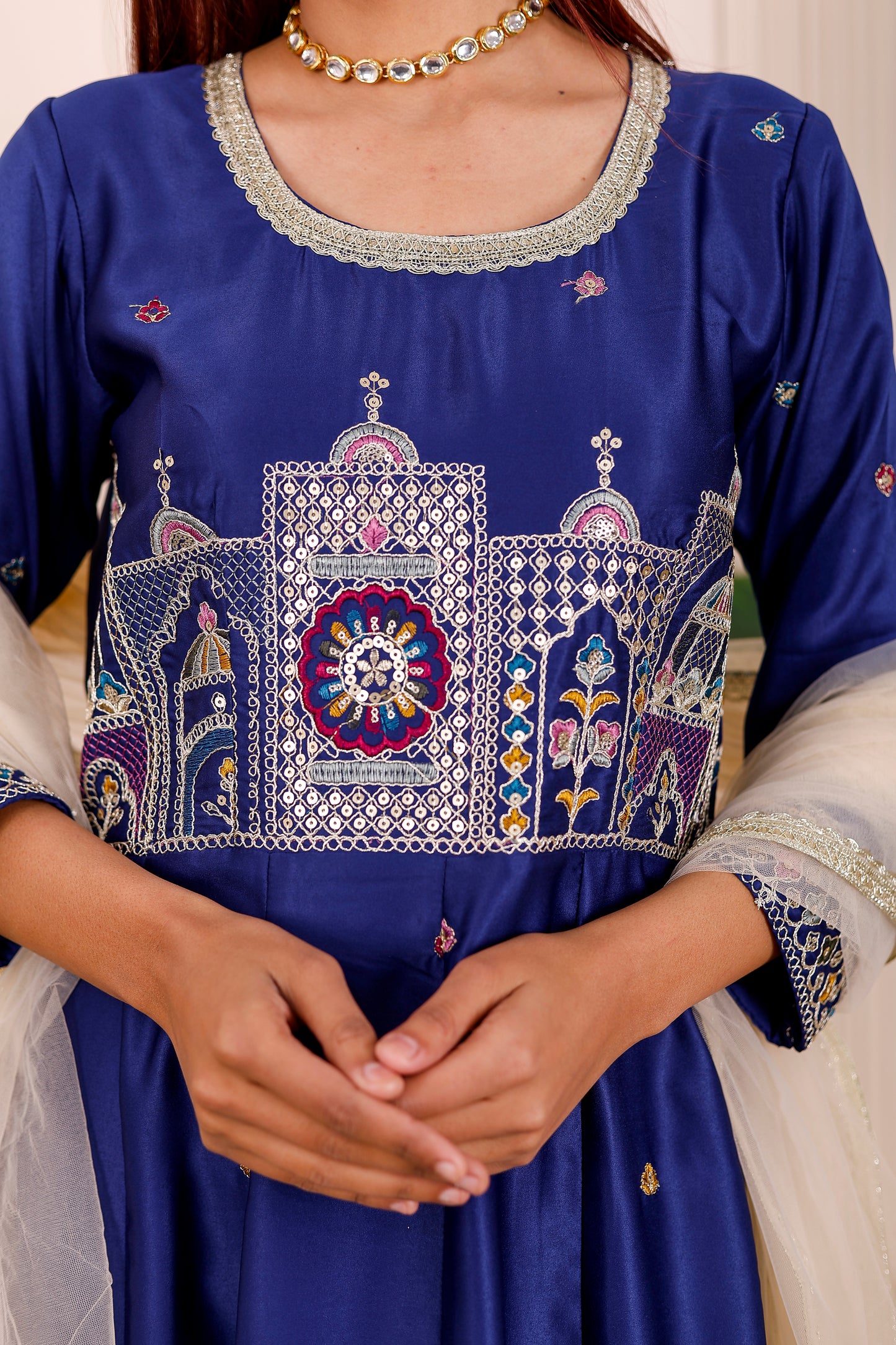 Shaahi Blue Embroidered  Women dress Outfits✨