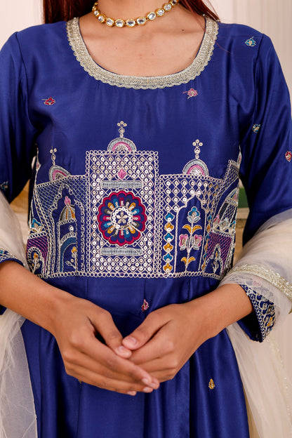 Shaahi Blue Embroidered  Women dress Outfits✨