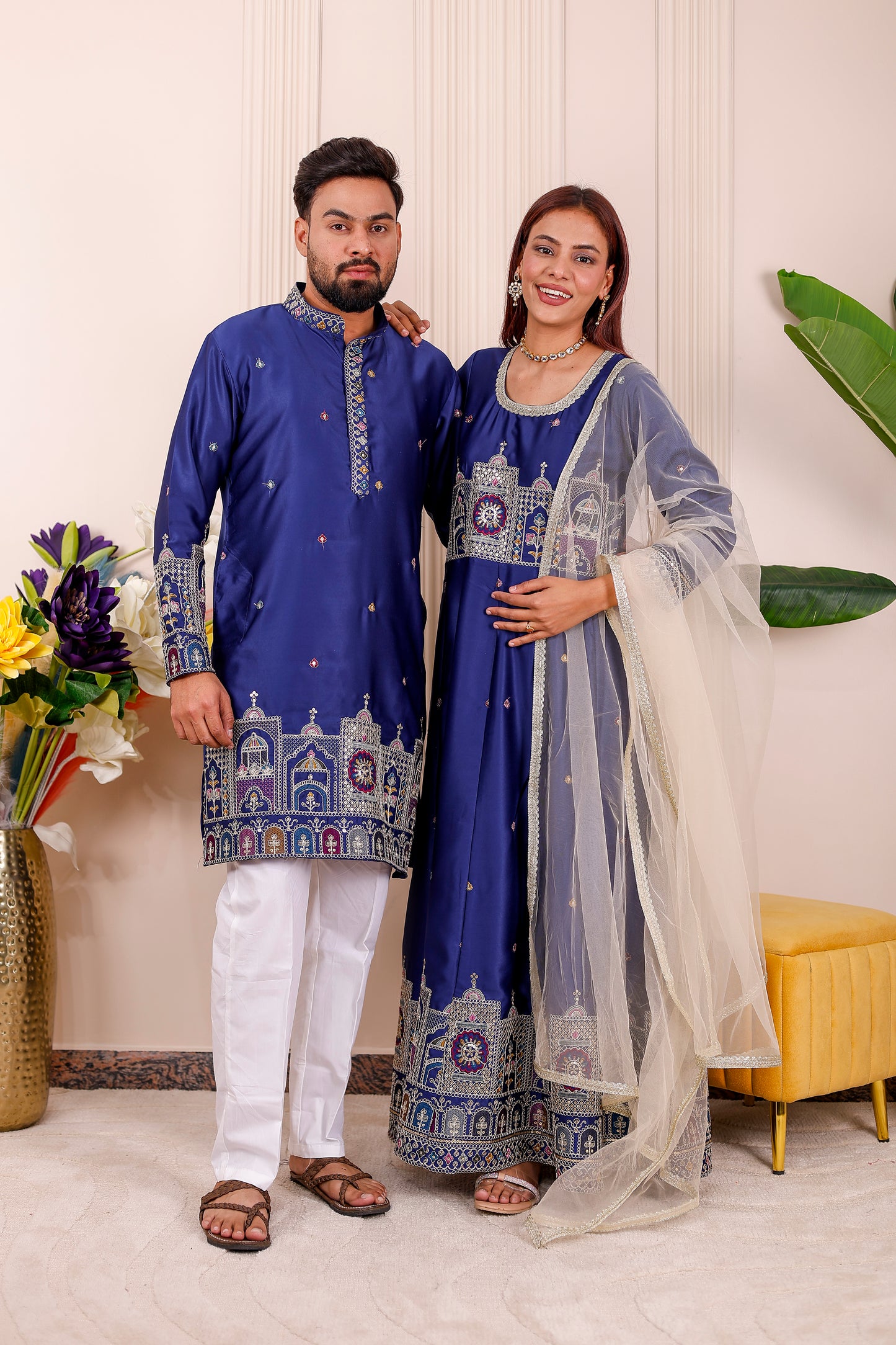 Nazakat Royal Blue Family Matching Outfit✨👨‍👩‍👧‍👦