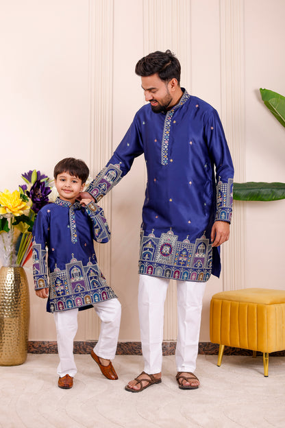 Nazakat Royal Blue Family Matching Outfit✨👨‍👩‍👧‍👦