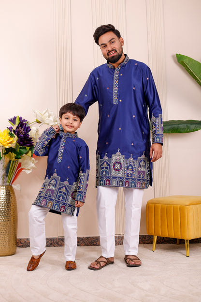 Nazakat Royal Blue Family Matching Outfit✨👨‍👩‍👧‍👦