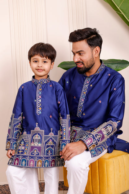 Nazakat Royal Blue Family Matching Outfit✨👨‍👩‍👧‍👦