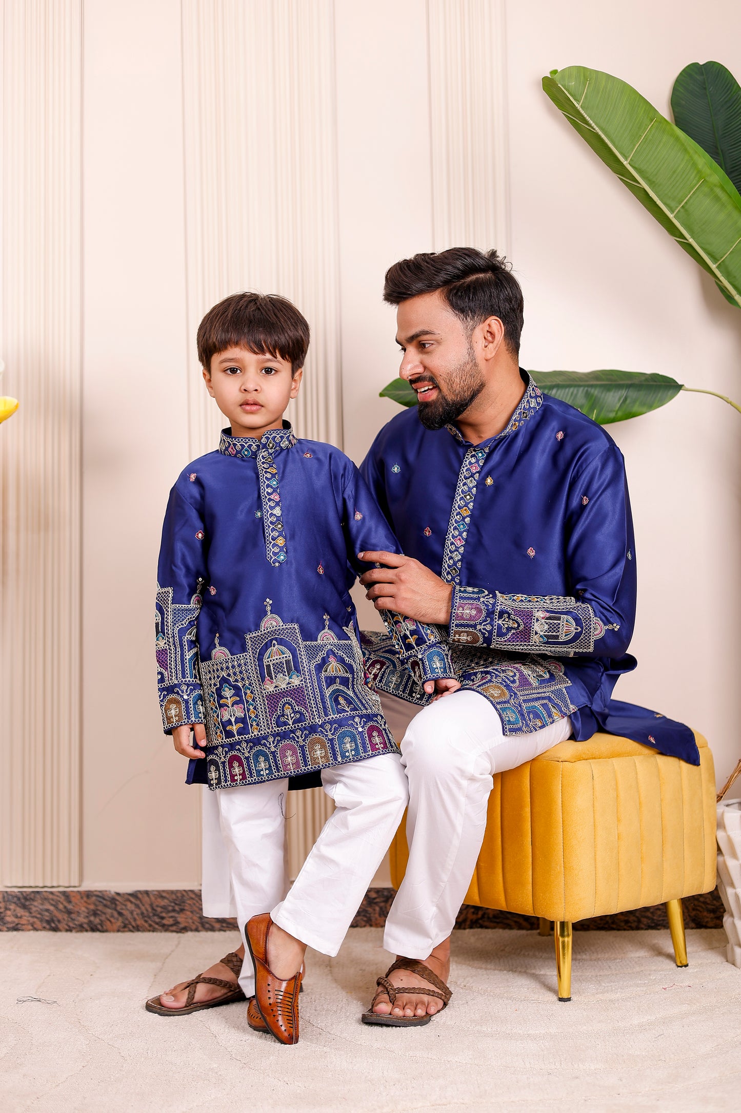 Nazakat Royal Blue Family Matching Outfit✨👨‍👩‍👧‍👦