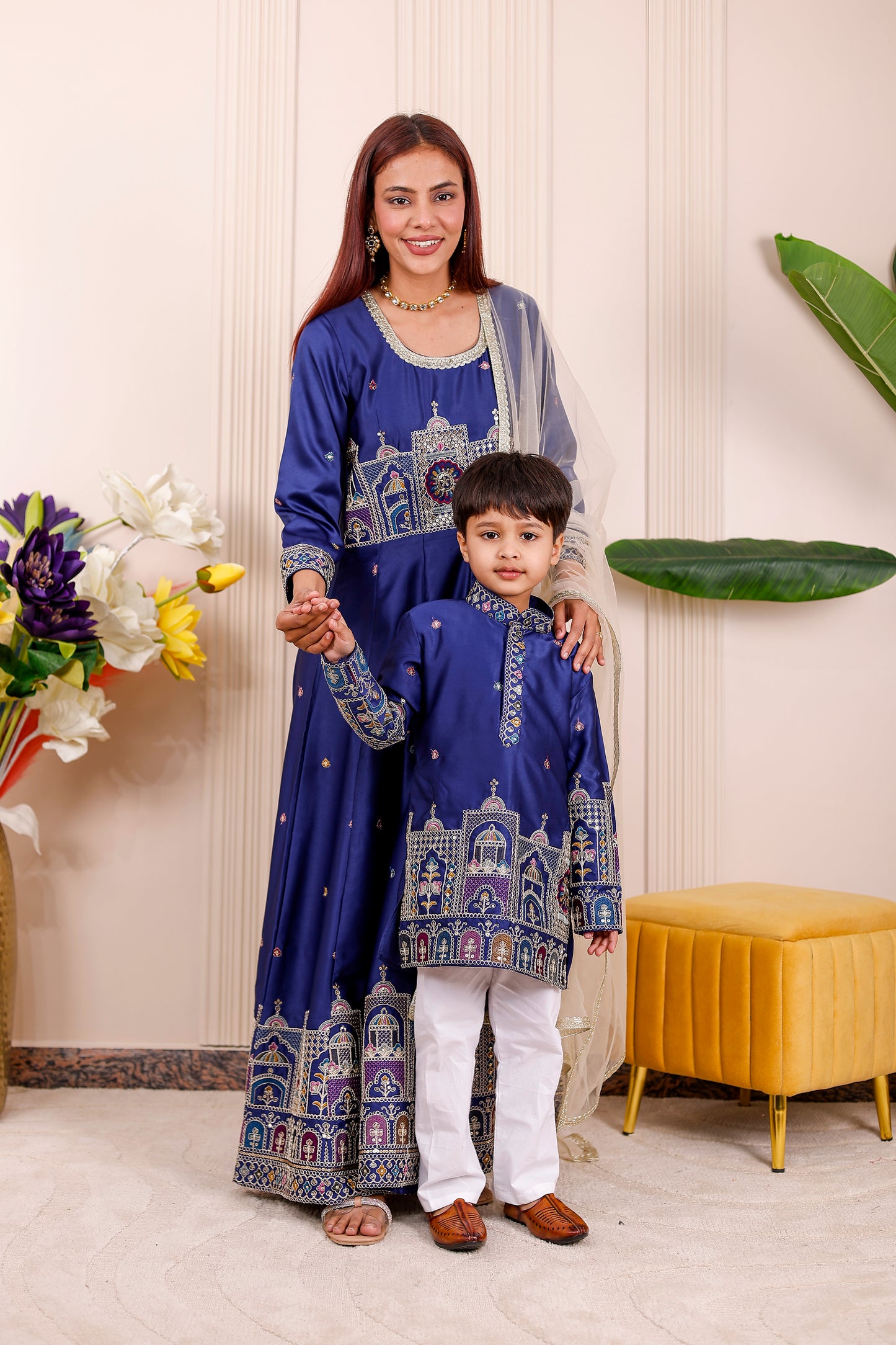 Nazakat Royal Blue Family Matching Outfit✨👨‍👩‍👧‍👦