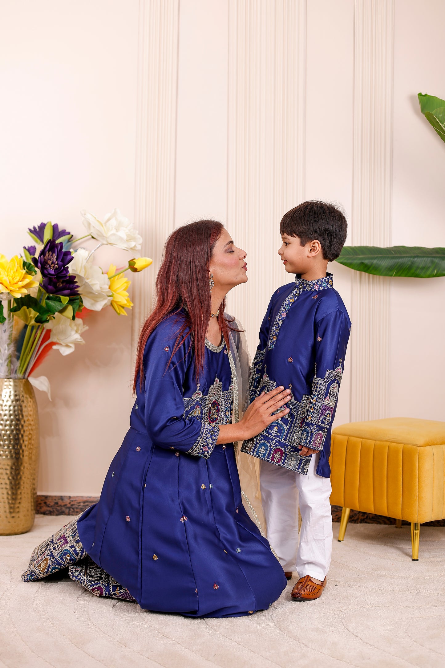 Nazakat Royal Blue Family Matching Outfit✨👨‍👩‍👧‍👦