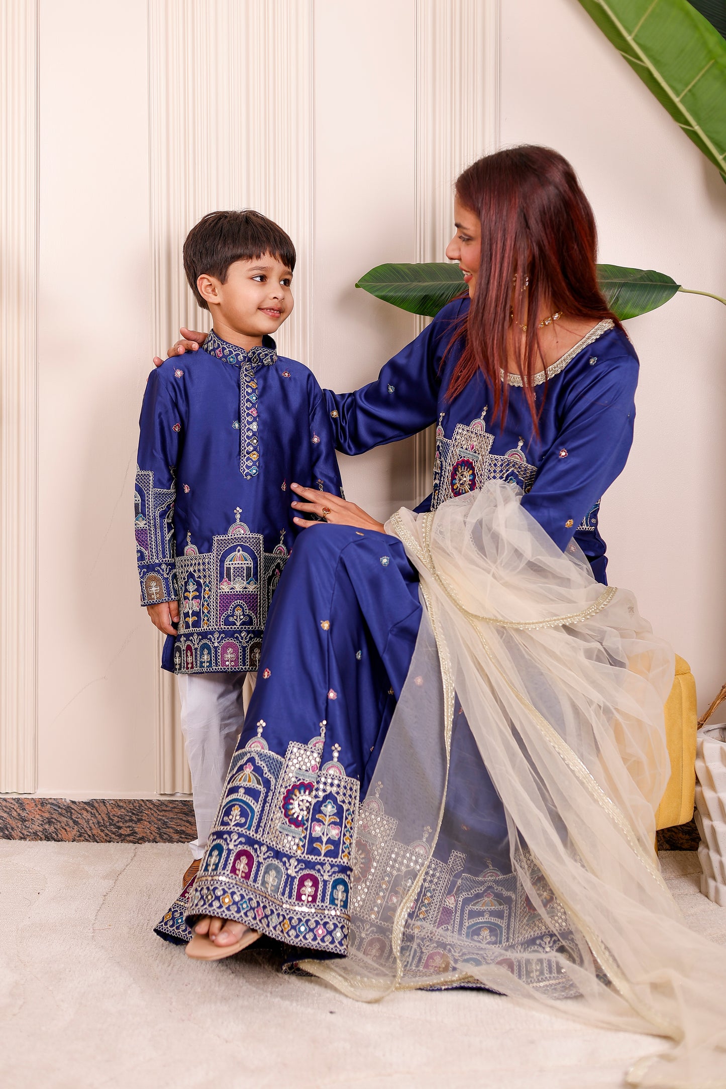 Nazakat Royal Blue Family Matching Outfit✨👨‍👩‍👧‍👦
