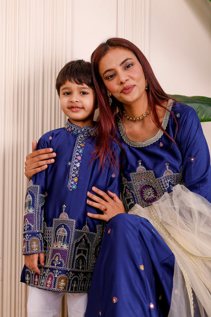 Blue Heritage Embroidered Family Matching outfit  ✨👨‍👩‍👧‍👦