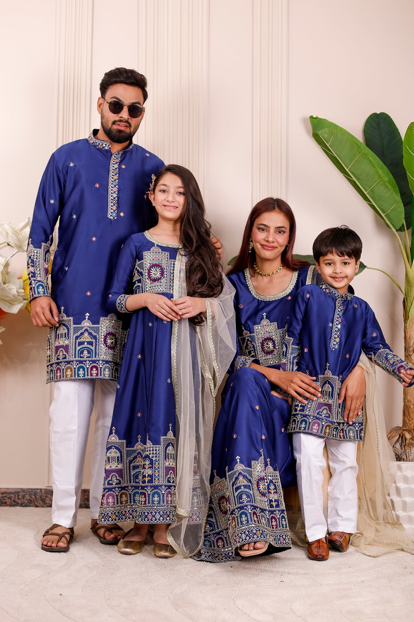 Nazakat Royal Blue Family Matching Outfit✨👨‍👩‍👧‍👦