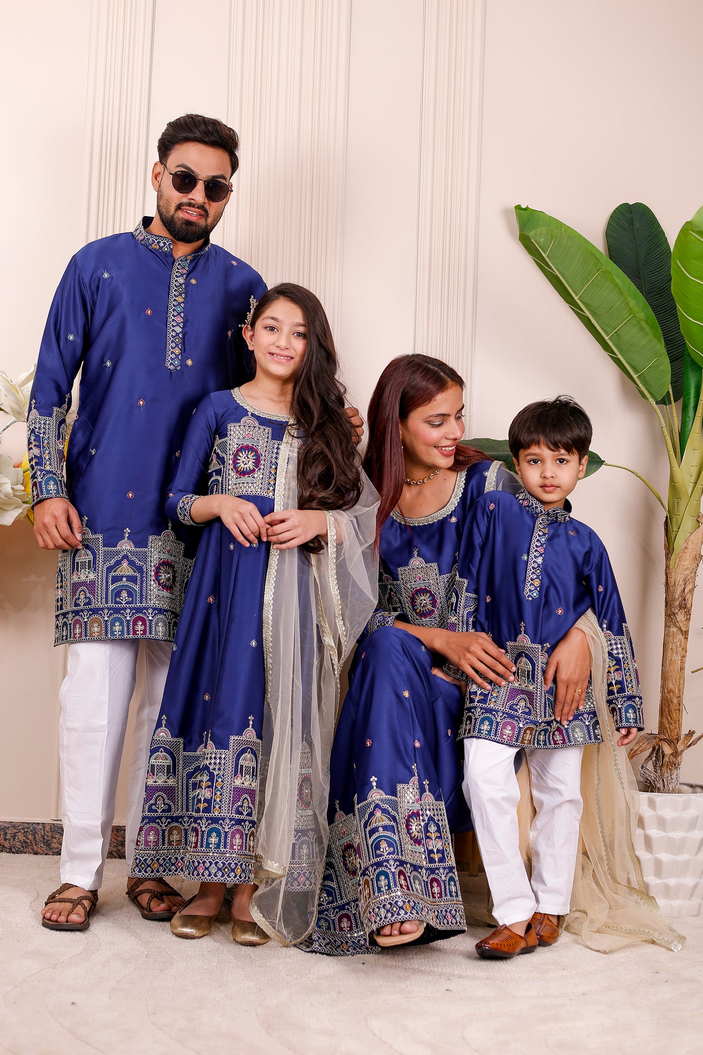 Nazakat Royal Blue Family Matching Outfit✨👨‍👩‍👧‍👦