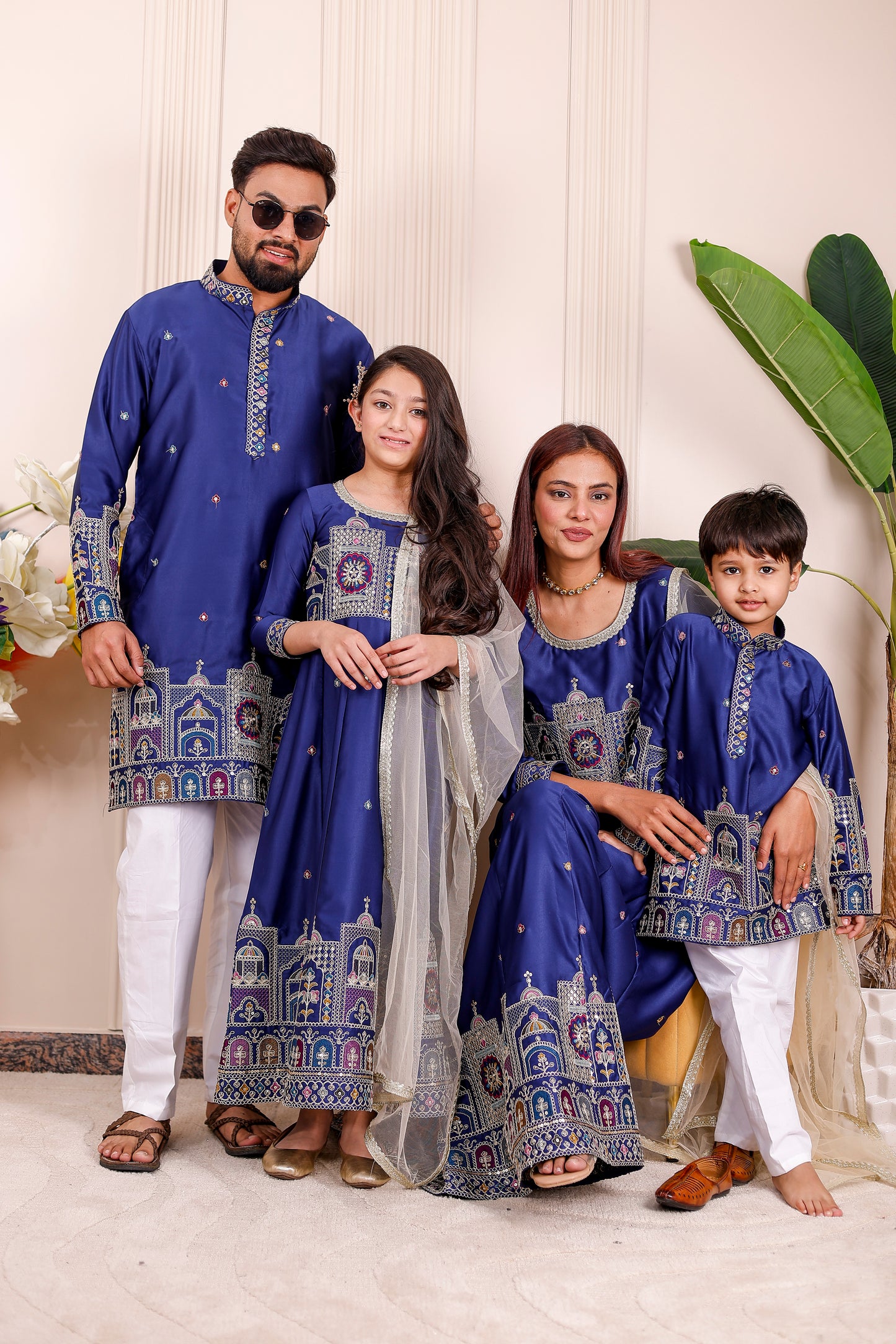 Nazakat Royal Blue Family Matching Outfit✨👨‍👩‍👧‍👦