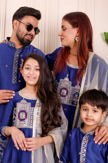 Nazakat Royal Blue Family Matching Outfit✨👨‍👩‍👧‍👦