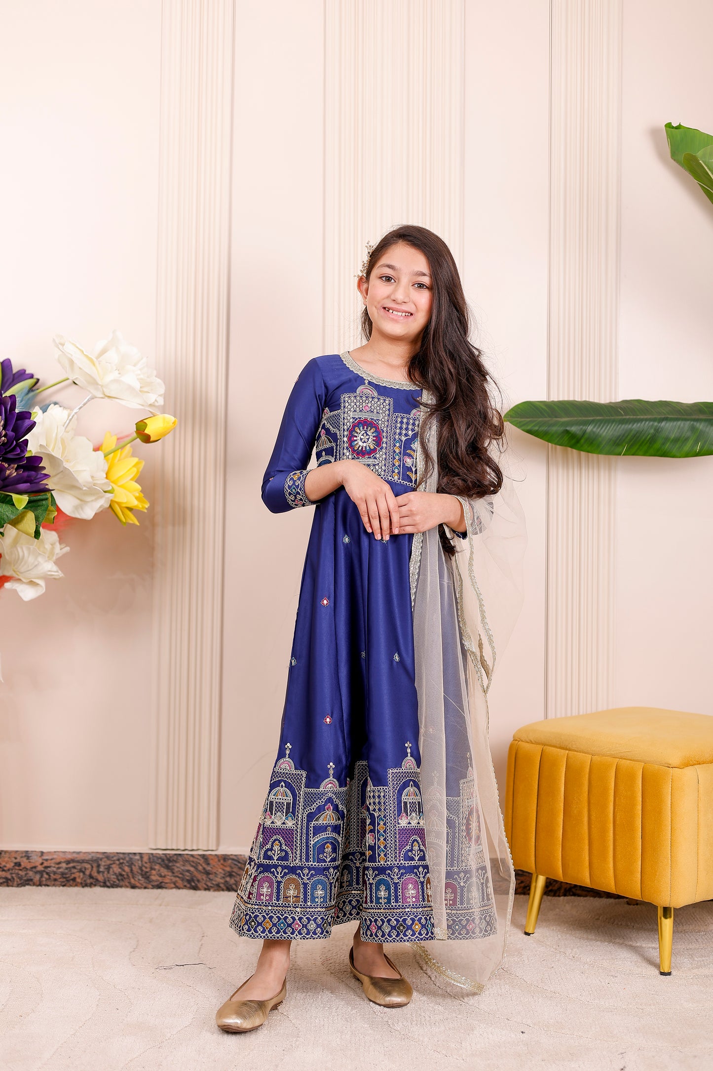 Blue Heritage Embroidered Family Matching outfit  ✨👨‍👩‍👧‍👦