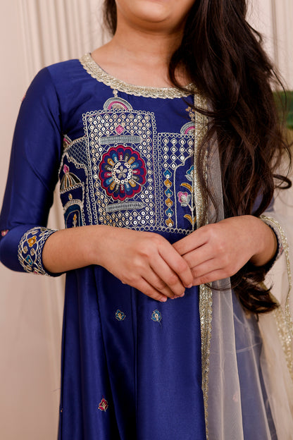Shaahi Blue Embroidered Girl dress Outfits✨