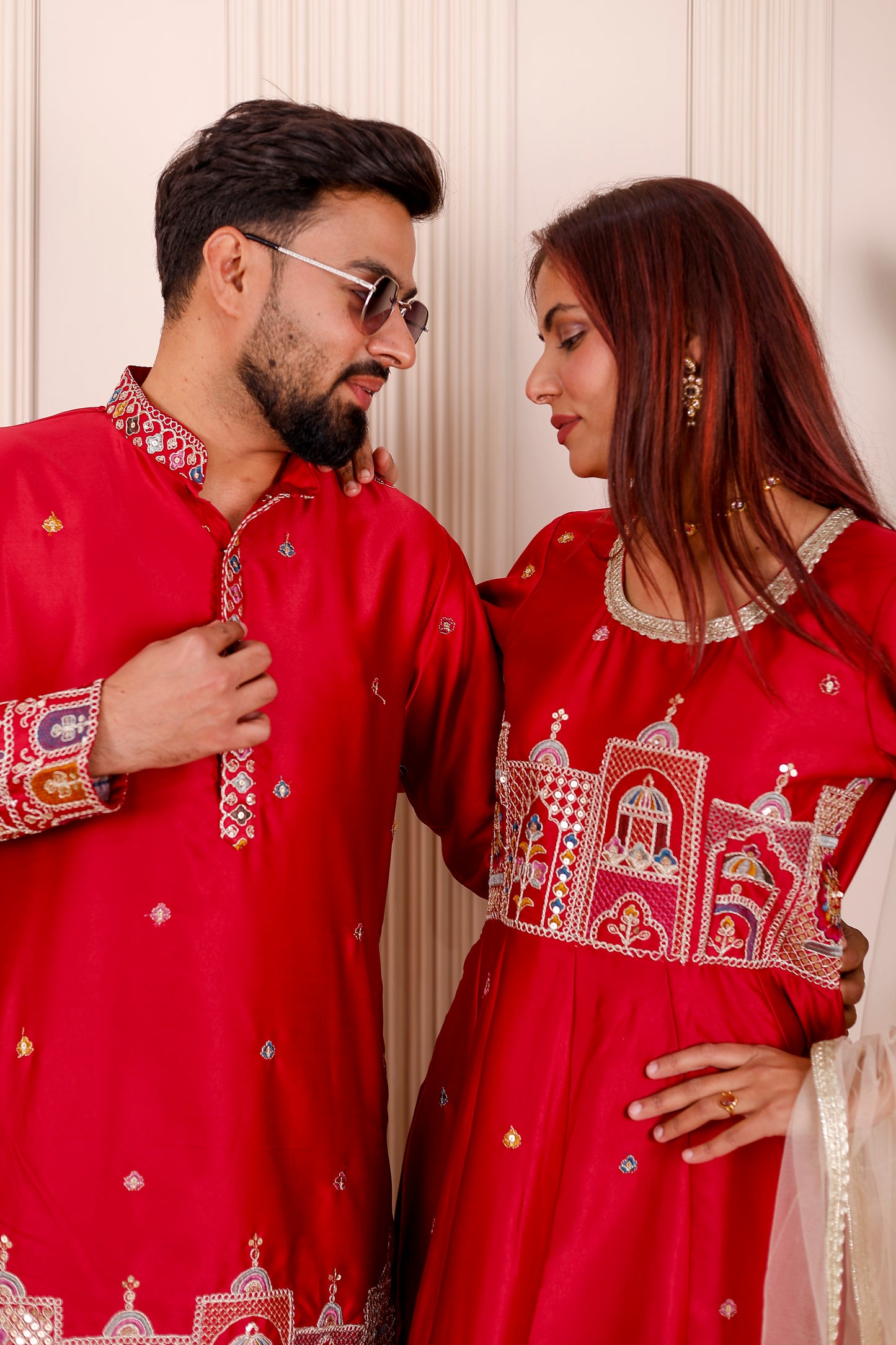 Red Heritage Embroidered Family Matching outfit  ✨👨‍👩‍👧‍👦