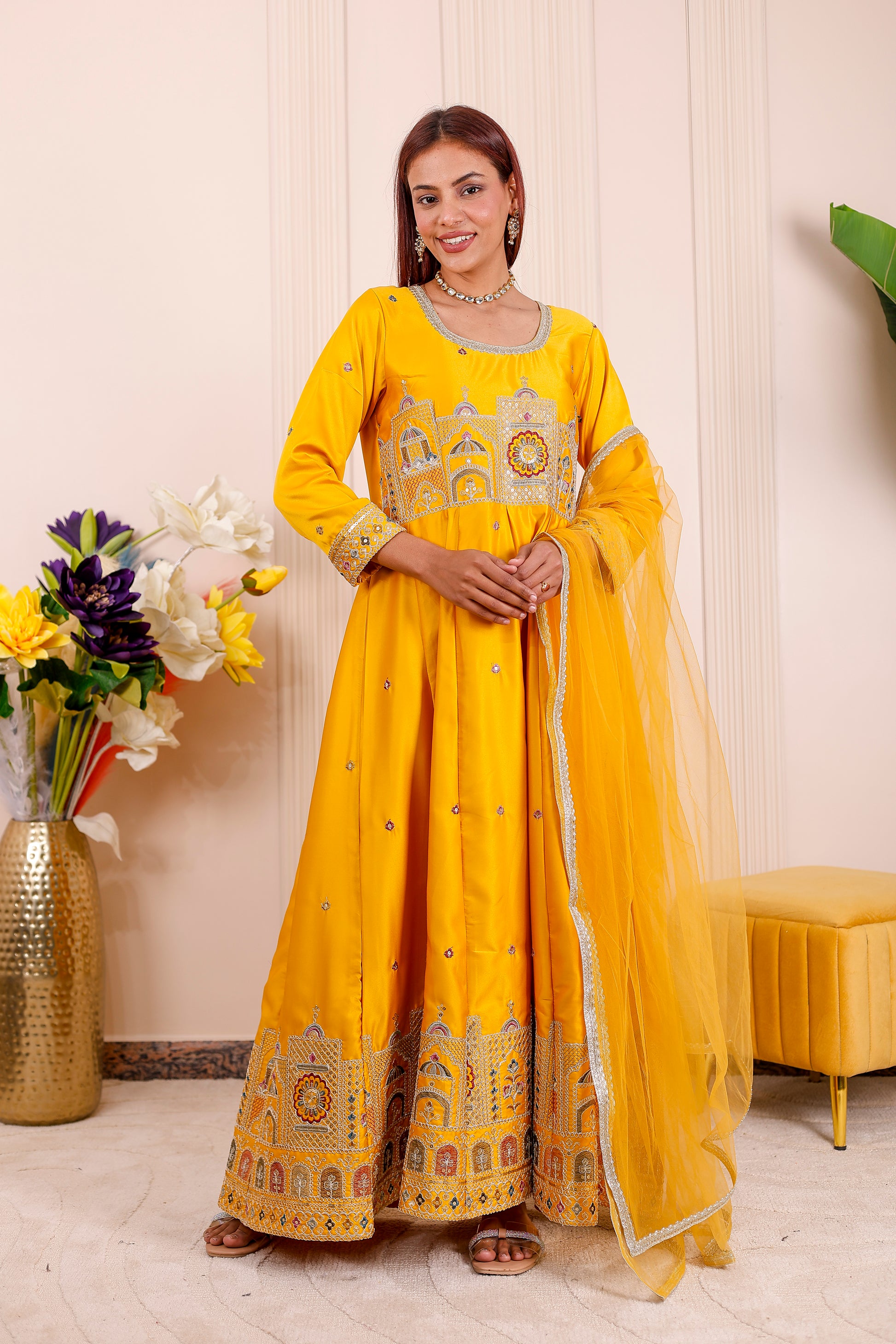 embroidered ethnic dress Hand Embroidered Mexican Dress: Floral Hupil Cotton Ethnic Dress