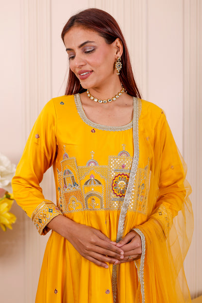 Shaahi Yellow Embroidered  Women dress Outfits✨