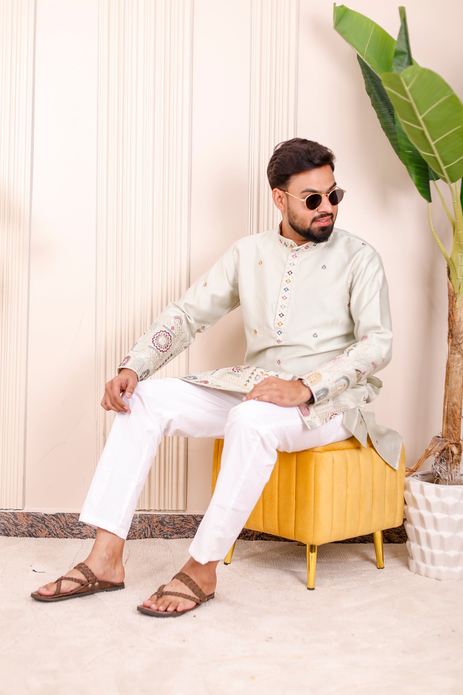 Ivory Heritage Embroidered Kurta Pajama for Men – festive and wedding ethnic wear