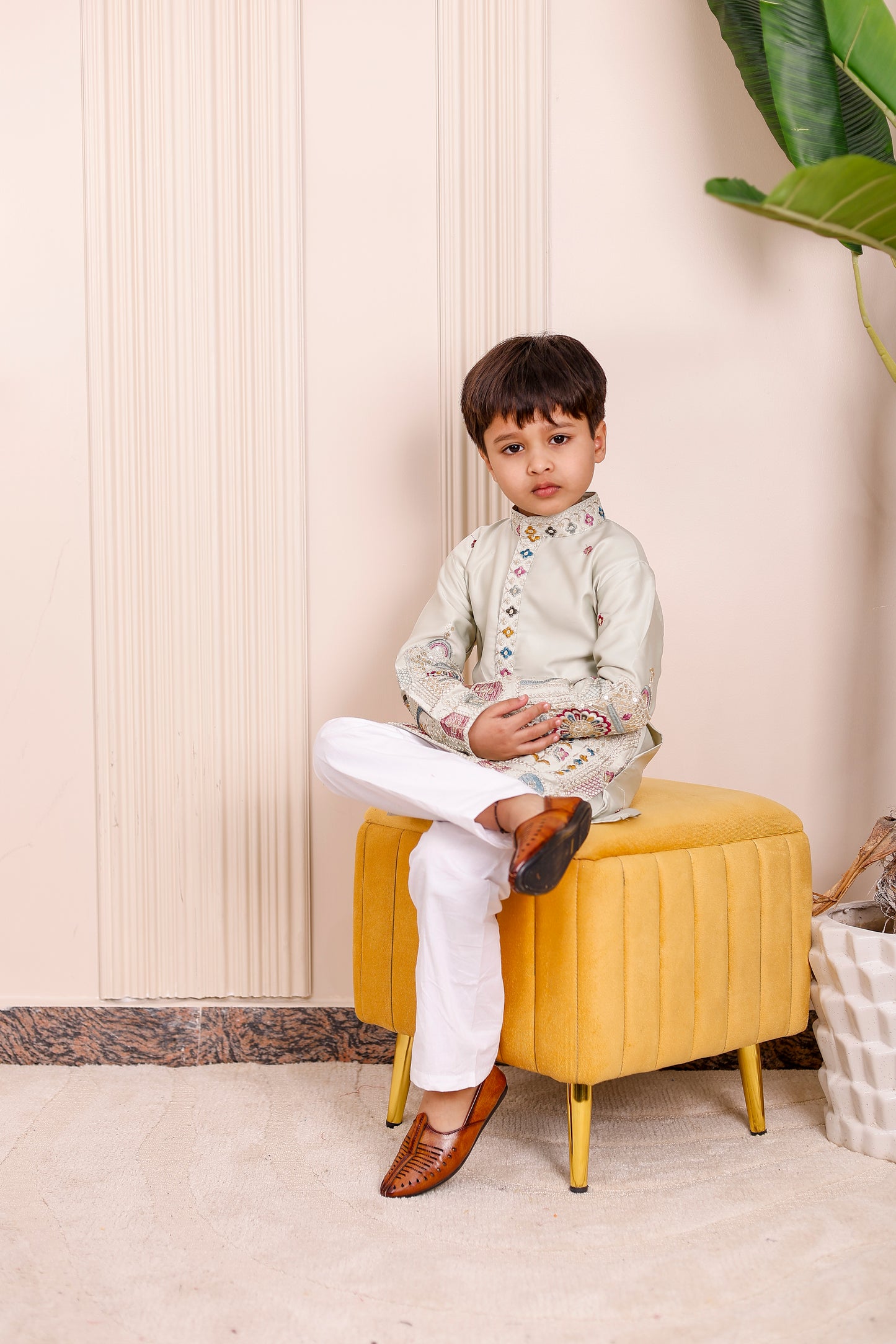  Ivory Heritage Embroidered Kurta Pajama for Boys – father-son matching outfit for festive occasions