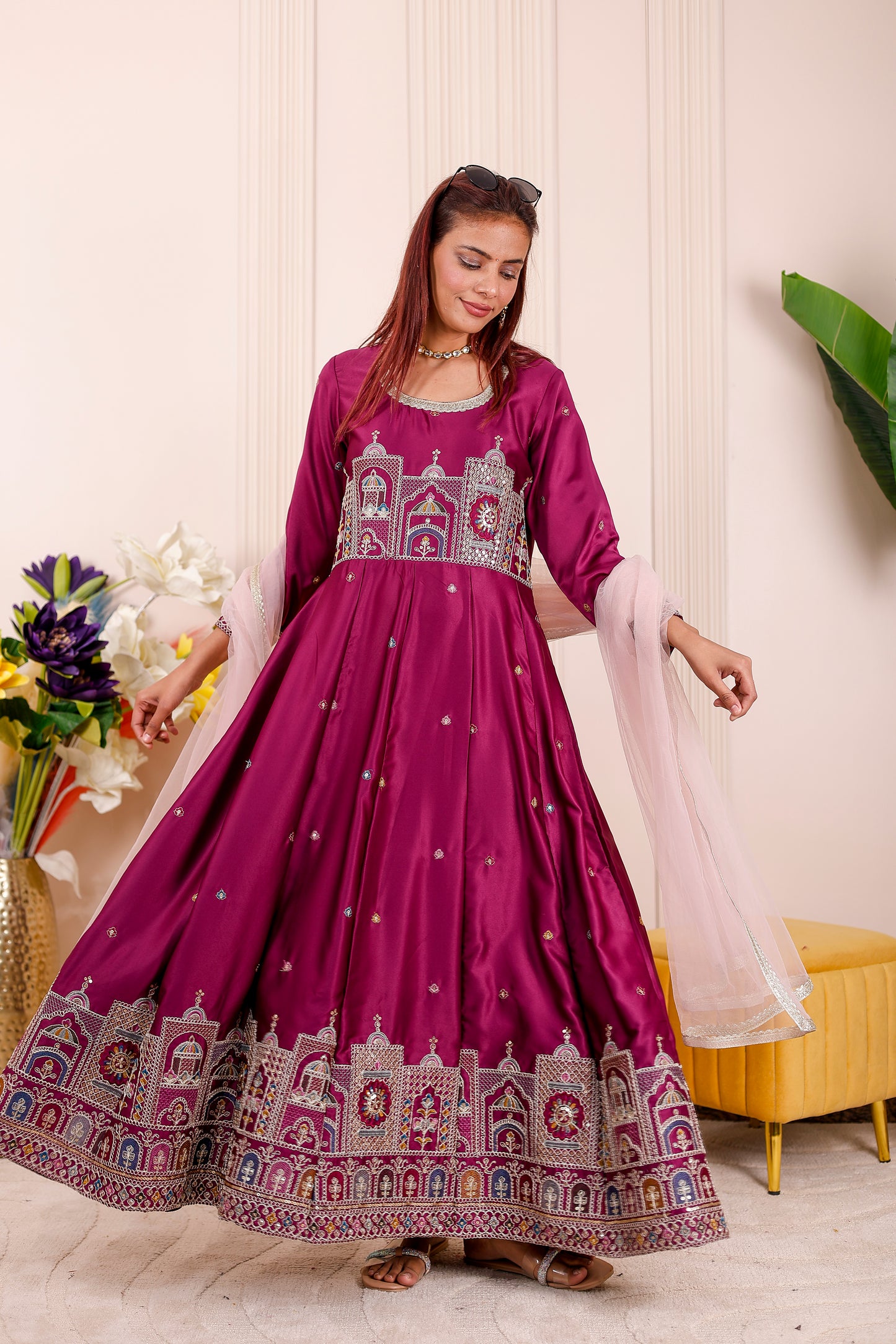 Wine Majesty Embroidered Women dress Outfit🍷✨👨‍👩‍👧‍👦