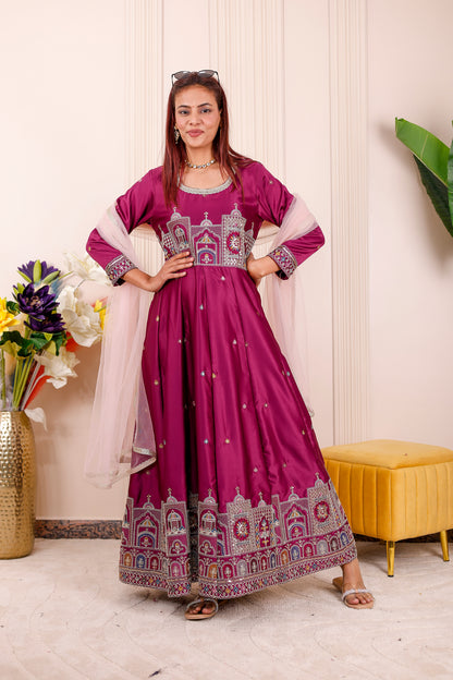 Wine Majesty Embroidered Women dress Outfit🍷✨👨‍👩‍👧‍👦