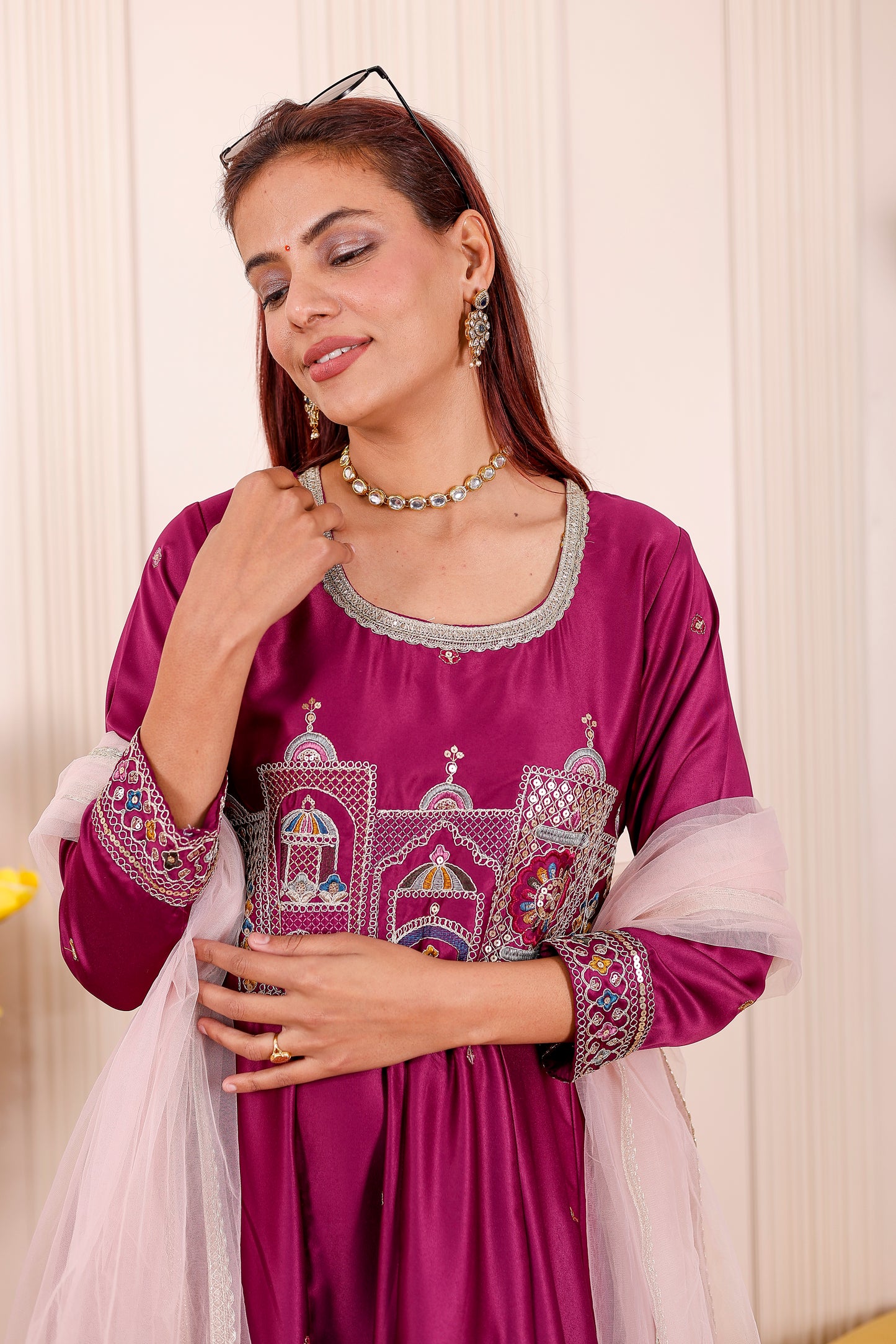 Wine Majesty Embroidered Women dress Outfit🍷✨👨‍👩‍👧‍👦