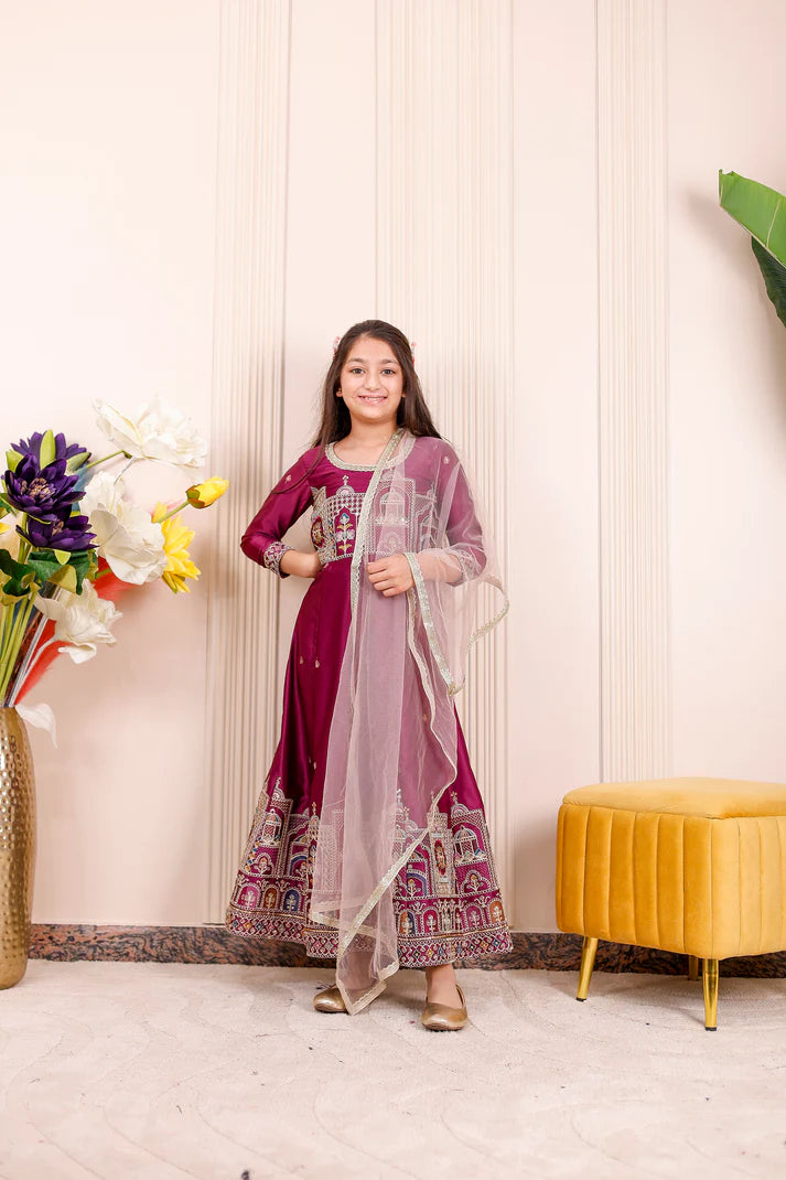 Wine Majesty Embroidered Brother & Sister Outfit