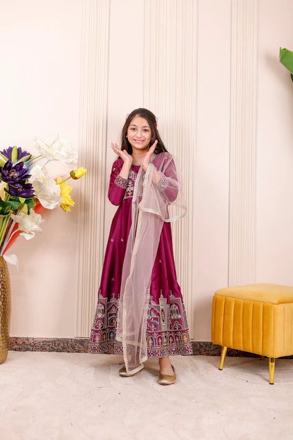 Wine Majesty Embroidered Brother & Sister Outfit