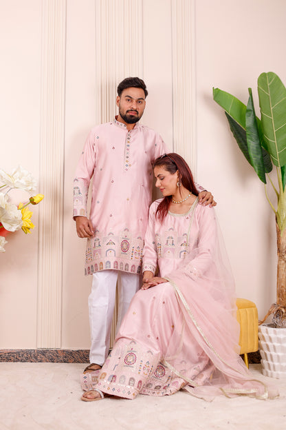 Pastel Pink Heritage Embroidered Family Matching Outfit 💖✨
