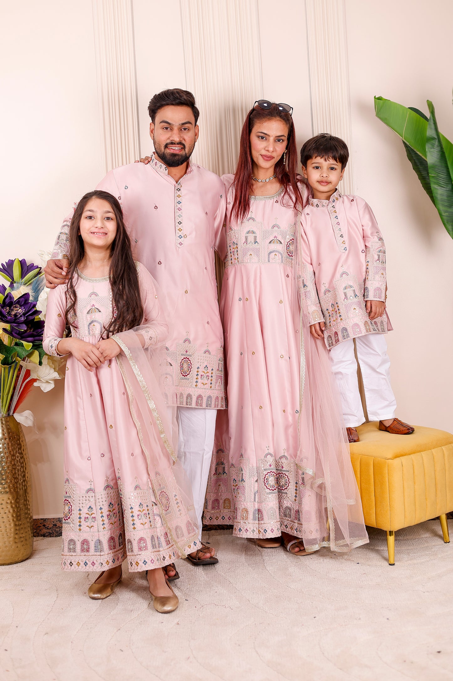Pastel Pink Heritage Embroidered Family Matching Outfit 💖✨