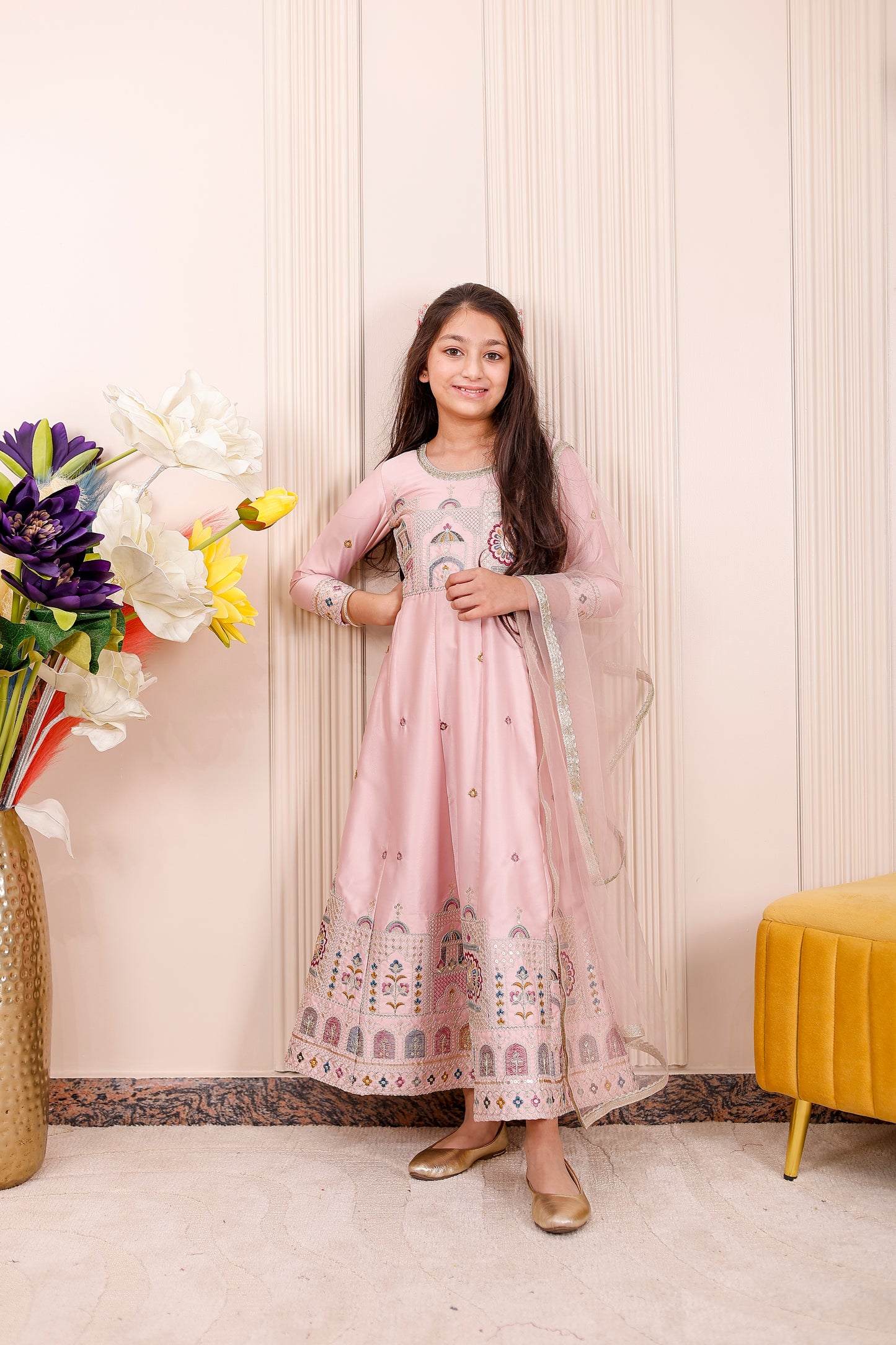 Pastel Pink Heritage Embroidered Family Matching Outfit 💖✨