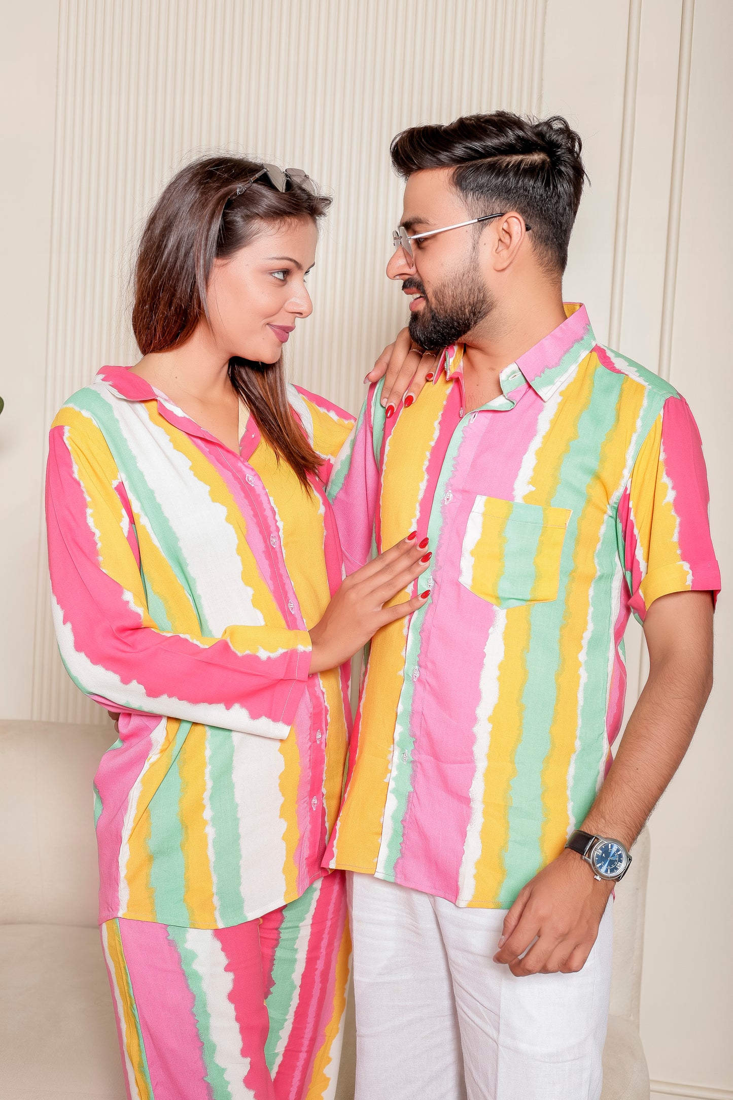 🌈 Color Carnival | Couple  Matching Outfits  👨‍👨‍👧‍👦
