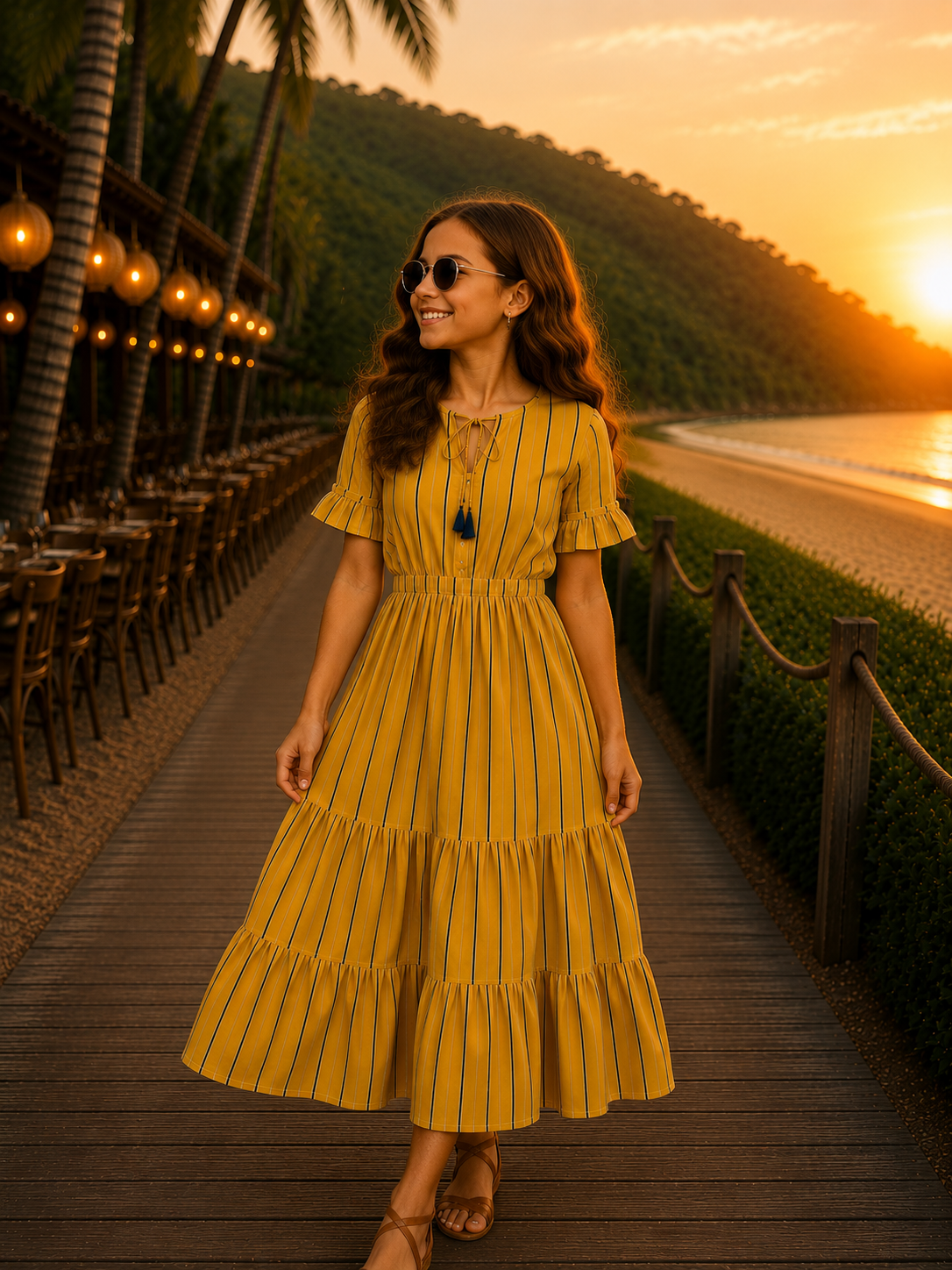 Sunburst Stripes Girl Dress