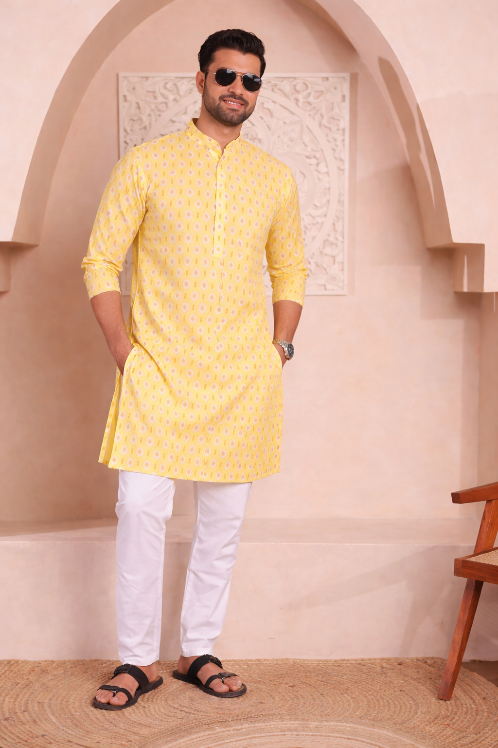 Father-Son Haldi Vibes Kurta Pajama Combo Set