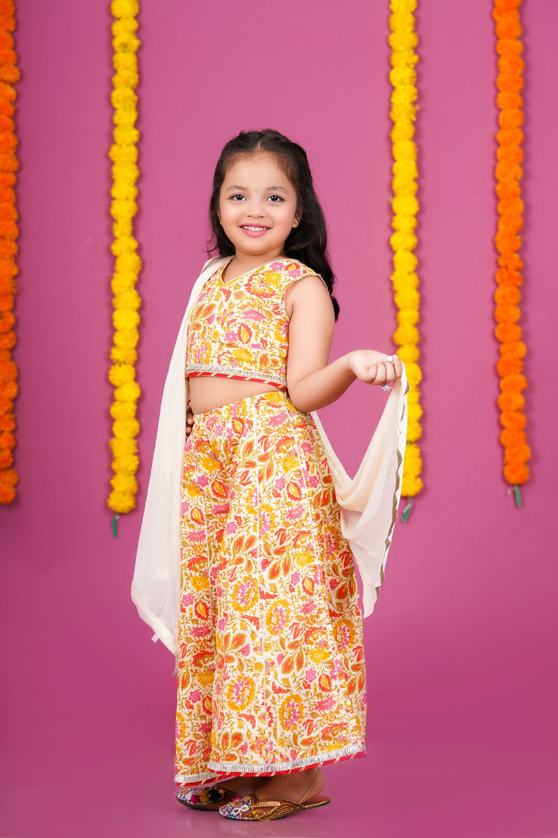 Sharara, Crop Top and Duptta set