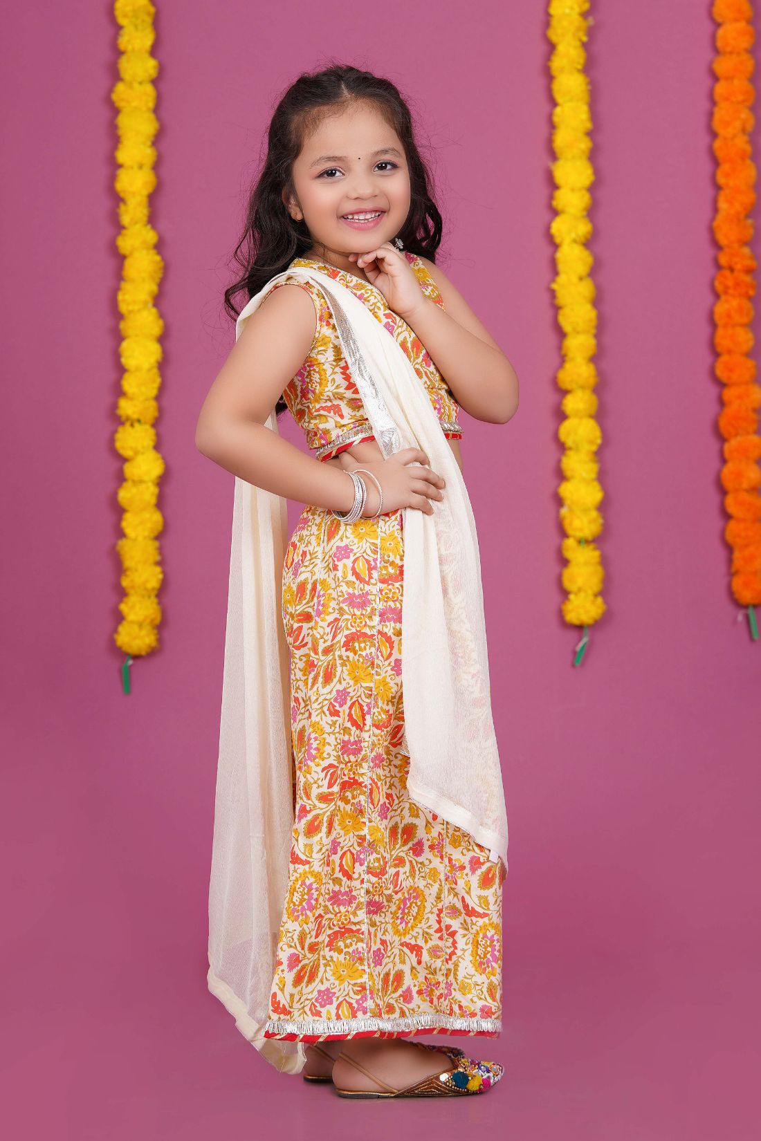 Sharara, Crop Top and Duptta set