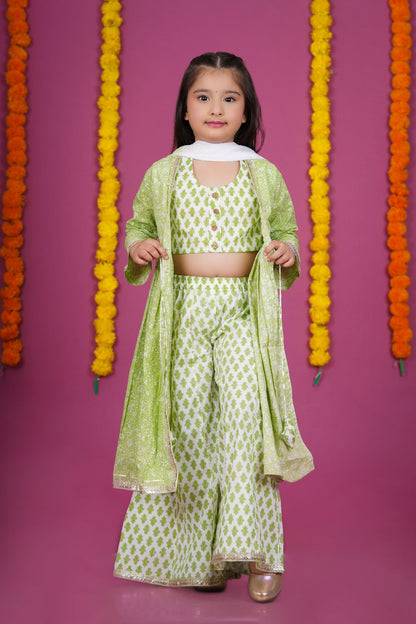 Sharara, Crop Top ,Shrrug and Duptta set