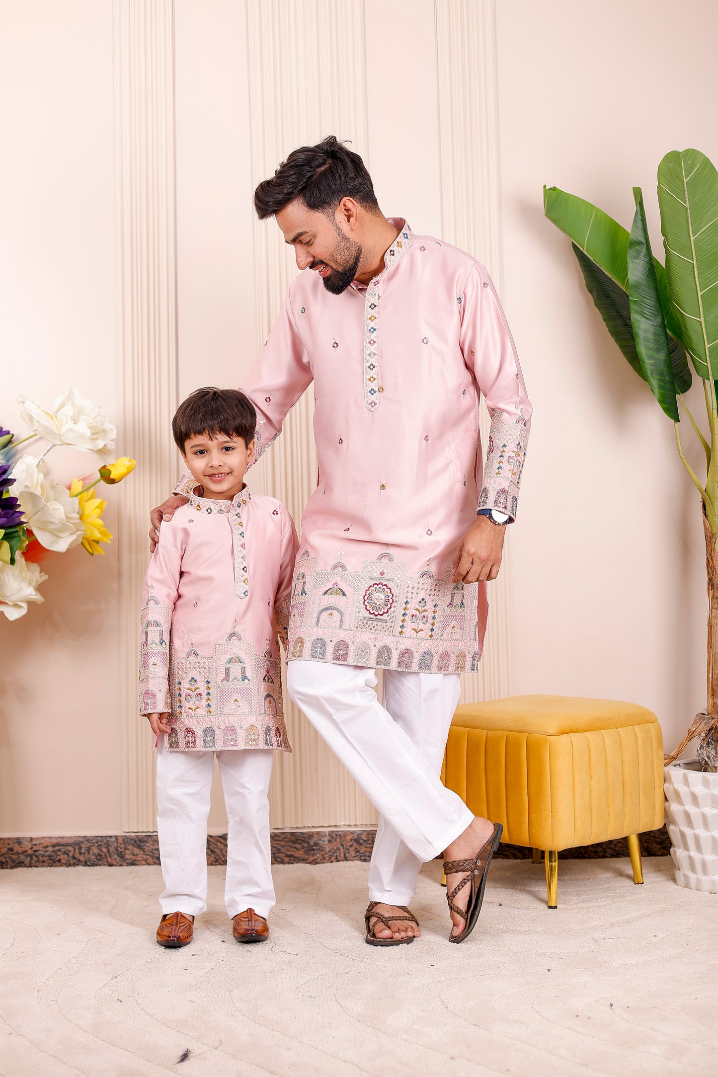 Pastel Pink Heritage Embroidered Family Matching Outfit 💖✨