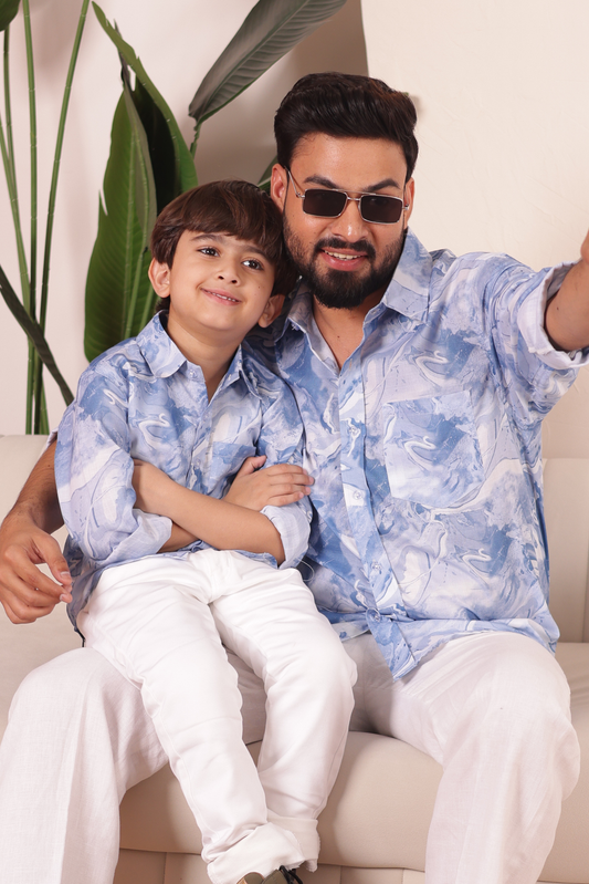 Aqua Harmony | Father-Son Matching Shirt combo