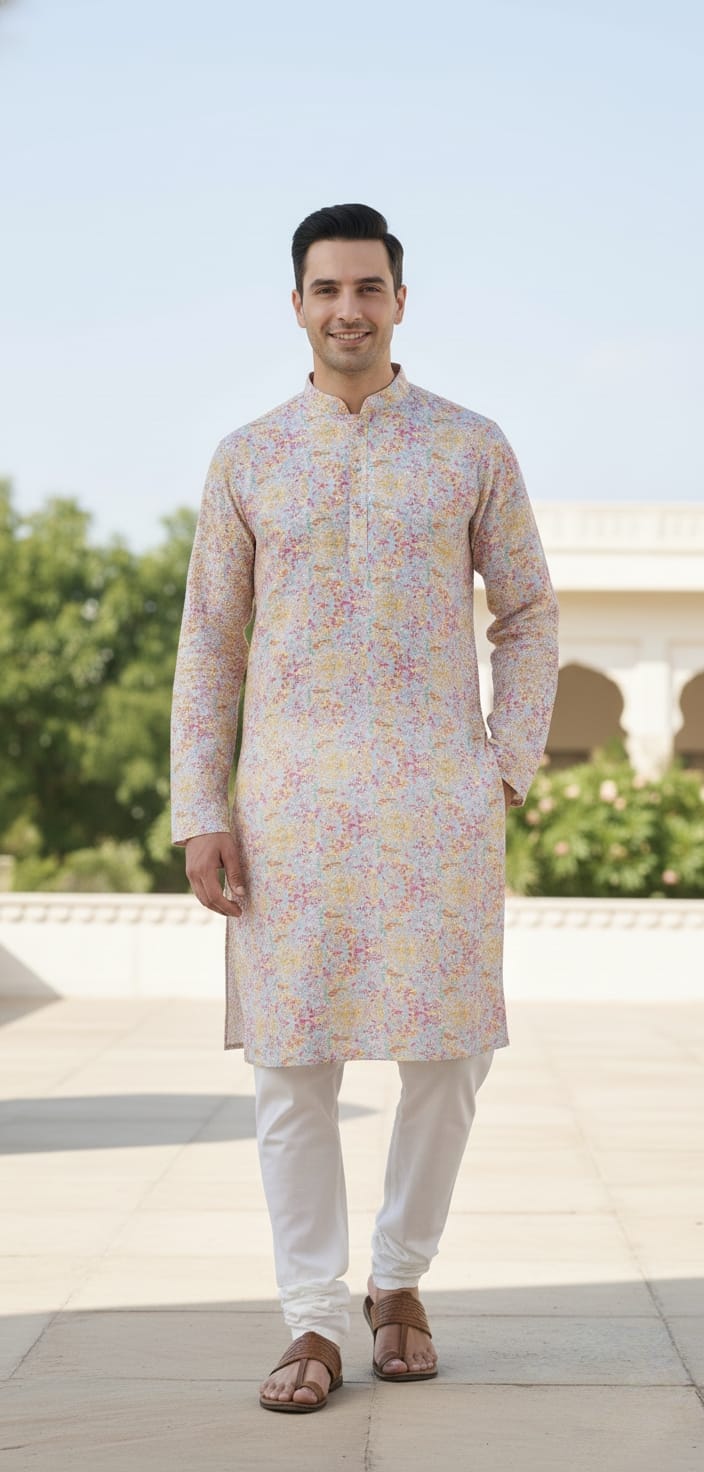 Father-Son Spring Bloom Kurta Pajama Combo Set