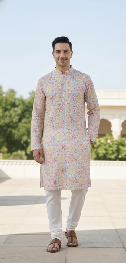 Father-Son Spring Bloom Kurta Pajama Combo Set