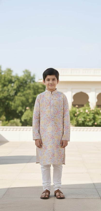Father-Son Spring Bloom Kurta Pajama Combo Set