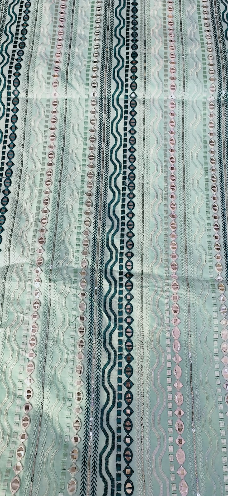 Father–Son Pastel Green Mirror Work Kurta Pajama Combo Set 💚