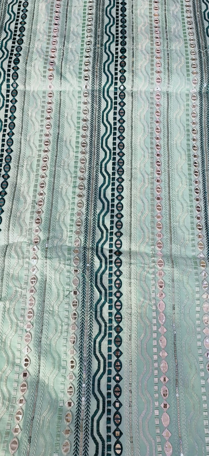 Father–Son Pastel Green Mirror Work Kurta Pajama Combo Set 💚