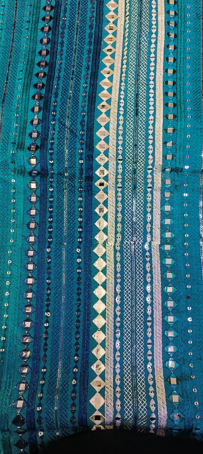 Father-Son Ocean Blue Mirror Work Kurta Pajama Combo Set