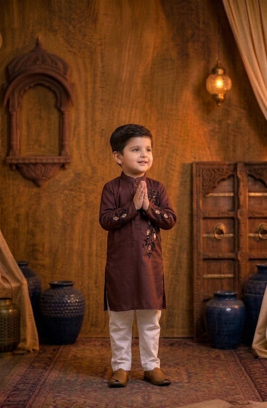 Maroon Emroidered Boy Kurta Pajama Set 💖✨